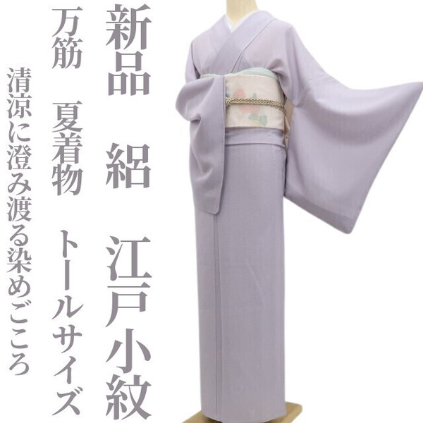 tomihisa 新品 絽 万筋 夏着物 正絹“語り継がれる小紋の王道…清涼に澄み渡る染めごころ”仕付け糸付 トールサイズ 江戸小紋 6090