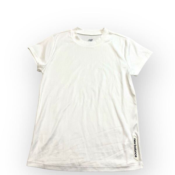 【送料無料】new balance ニューバランス Tシャツ 白 ホワイト 半袖Tシャツ トップス リブ編み メンズレディースL M