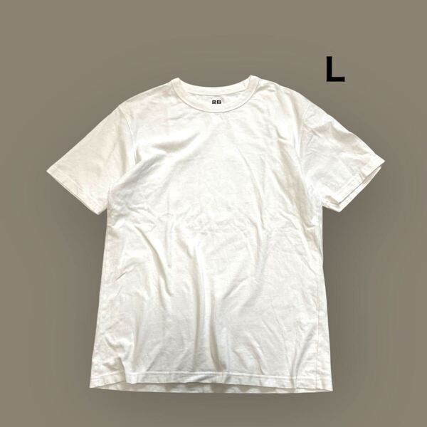 【送料無料】UNIQLO ユニクロ クルーネックTシャツ 半袖Tシャツ 白 無地 コットン100% レディースメンズL