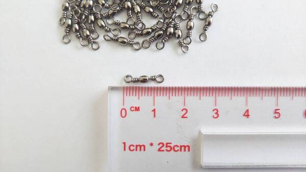 ローリングサルカン #12 極小 小物釣り 13mm スイベル 100個セット 仕掛け作りに ステンレス ヨリモドシ シルバー L1007