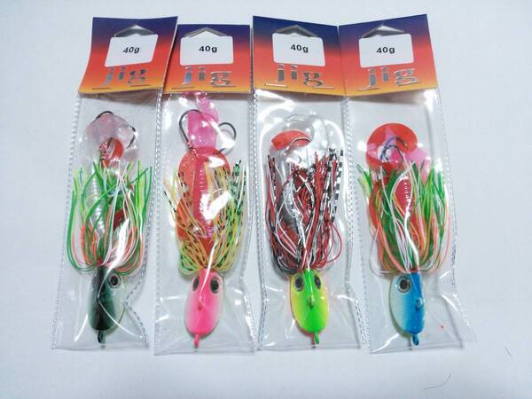 鯛ラバ 固定式 40g超 4色 セット マダイ 根魚 フラットフィッシュ マゴチ ヒラメ クエ ハタ メタルジグ ジグ ジギング タイラバ 大物狙いに