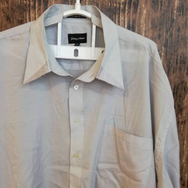 中古 アメリカ古着 George Mattin ゴージマティン 長袖シャツ メンズ 5XL 6L 灰色 グレー カジュアル おしゃれ 送料無料