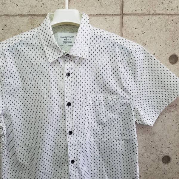 中古 アメリカ古着 paper denim & cloth ペーパーデニムアンドクロス 半袖シャツ メンズ Mサイズ 白 黒 青 カジュアル おしゃれ 送料無料