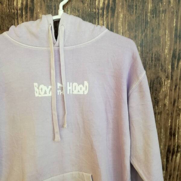 中古 アメリカ古着 BOYZ N THE HOOD ボーイズン・ザ・フッド スウエット トレーナー メンズ Mサイズ相当 薄紫色 ラベンダー ビンテージ