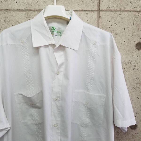 中古 アメリカ古着 PANABRISA ペーナーブリーサー 半袖シャツ メンズ 2XL 3L 白 ホワイト 刺しゅう カジュアル おしゃれ 送料無料
