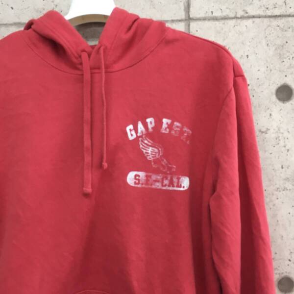 中古 アメリカ古着 GAP ギャップ パーカー スウエット トレーナー メンズ Lサイズ 赤 レッド ビンテージ 送料無料