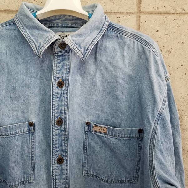 中古 アメリカ古着 Carhartt カーハート デニムシャツ 長袖 メンズ XLサイズ 2L LL カジュアル おしゃれ 送料無料