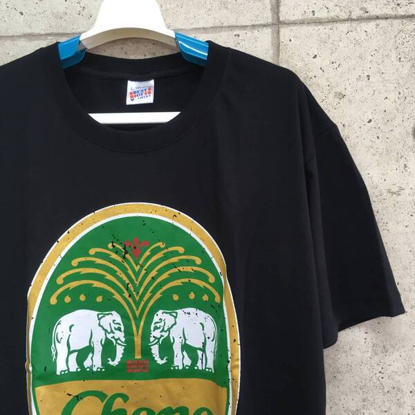 新品 おもしろTシャツ メンズ Lサイズ 黒 ブラック パロディ ユニーク Chang Beer チャーンビール プリント 面白 オモシロ 送料無料