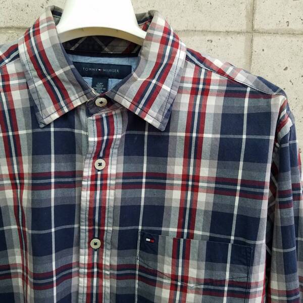 中古 アメリカ古着 TOMMY HILFIGER トミーヒルフィガー 長袖シャツ メンズ Mサイズ相当 ブラック ビンテージ カジュアル 送料無料