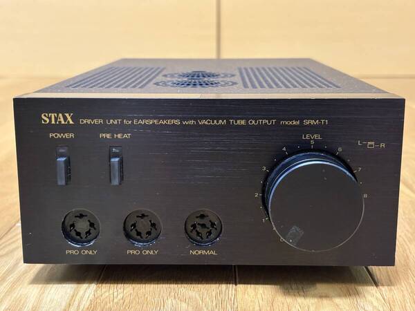 即決/送無 STAX スタックス SRM-T1 真空管/半導体=ハイブリッドアンプ 欧州/Ei=双三極管/6FQ7 A級動作/バランス増幅/DCアンプ/非磁性体筐体