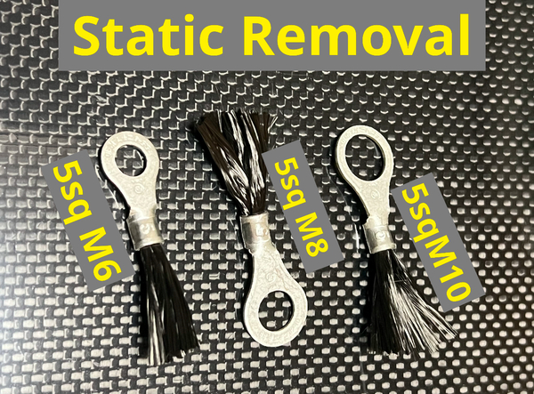 太さ5sq 穴M10サイズ×20個 Static Removal グラファイト放電索 (カーボン放電策より高効率) アルミテープ静電気放電 静電気 帯電除去