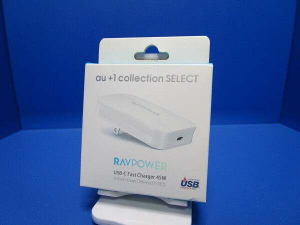 au +1 collection KDDI RAVPower 薄型急速充電器 45W ACアダプター Type-C モデル PD3.0対応 USB-C 45W USB Power Delivery 3.0対応 白★