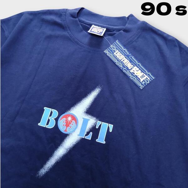 90s 新品 ライトニングボルト BOLT メンズ tシャツ ネイビー 年代物 vintage LIGHTNING BOLT サーフ系