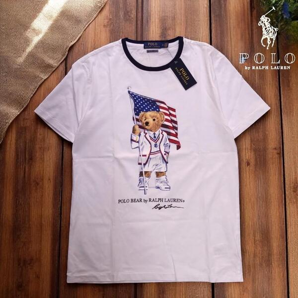 新品 POLO ポロ ラルフローレン ポロベア メンズ tシャツ M ホワイト POLO RALPH LAUREN Polo bear CUSTOM SLIM FIT