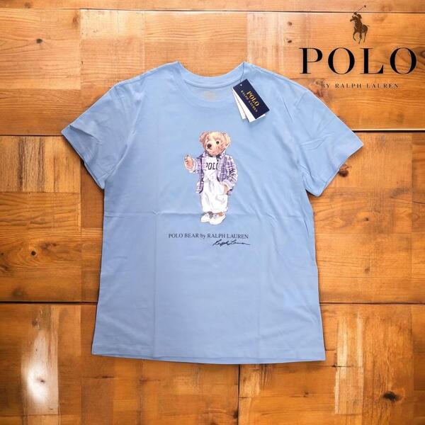 新品 POLO ポロ ラルフローレン ポロベア レディース tシャツ S 水色 POLO RALPH LAUREN Polo bear THE BIG SHIRTS (160/84A)