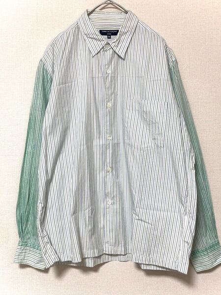 コムデギャルソンオム COMME des GARCONS HOMME ストライプ 切り替え 長袖 シャツ メンズ グリーン M トップス インナー