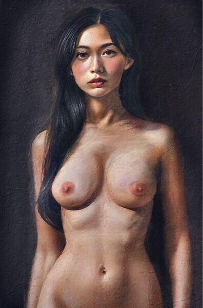 【見た事ないアート作品を】女性のポートレート油彩絵画風・肖像画・裸婦画