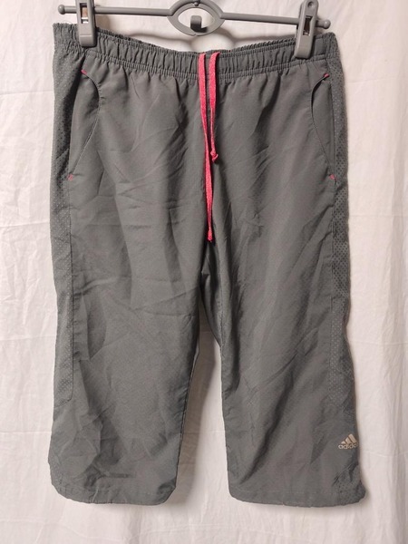 adidas ハーフパンツ 七分丈 グレー 短パン ドライ レディース L