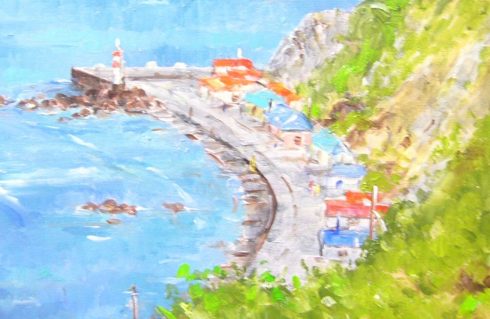 絵画 梅沢民雄 肉筆絵画 風景画 竜飛崎 F8 送料無料