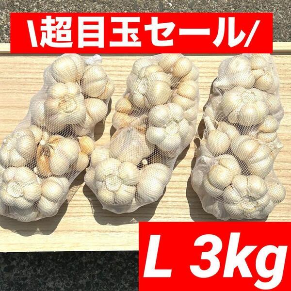 【超目玉セール】青森県産 にんにく L 3kg福地ホワイト六片 加工オススメ