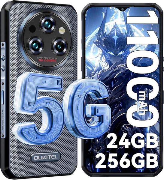 OUKITEL WP35 Pro 5G SIMフリー スマホ 本体 36GB RAM+512GB ROM 2TB拡張可能 11000mAh タフネススマホ 6.6インチ 64MP+32MPカメラ