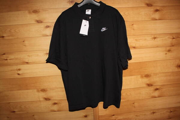 未使用 XL ナイキ NIKE クラブ マッチアップ ロゴ刺繍 半袖ポロシャツ DX0618 送料無料即決 黒 ブラック