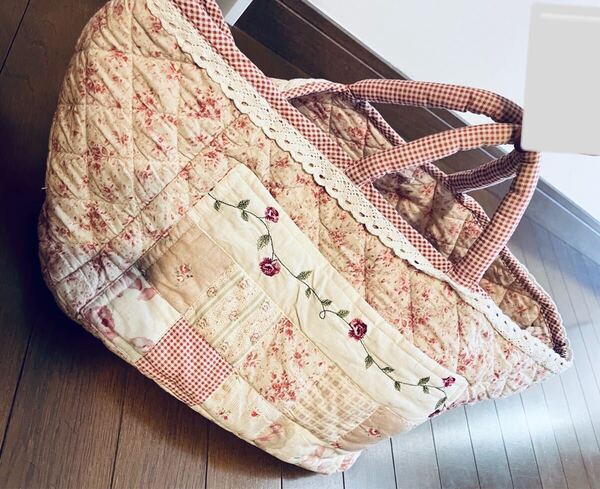 キルティング ジャーナルストッカー 新聞 エコバッグ 花柄 31×25×22.5 トートバッグ