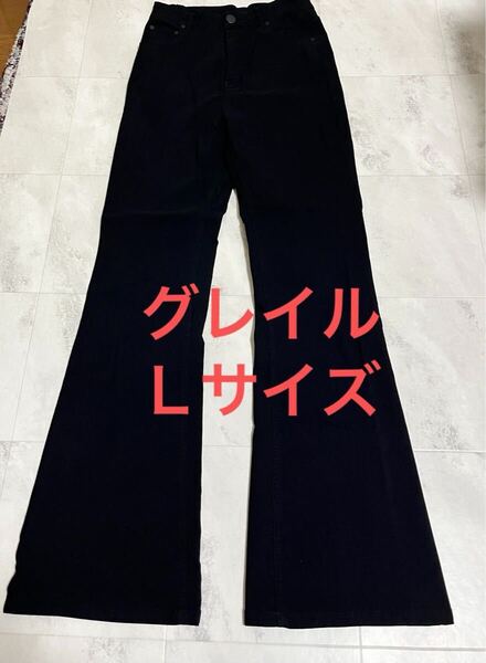 GRL グレイル フレアパンツ ブーツカット Lサイズ ブラック レディース ストレッチ ハイウエスト レーヨン混