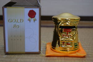 ■未使用『ゴールド貯金箱』ポスト型 ゴールドコインバンク 陶器製 GOLD80 POST COIN BANK 縁起が良い 置物お小遣い子供大人もアンティーク