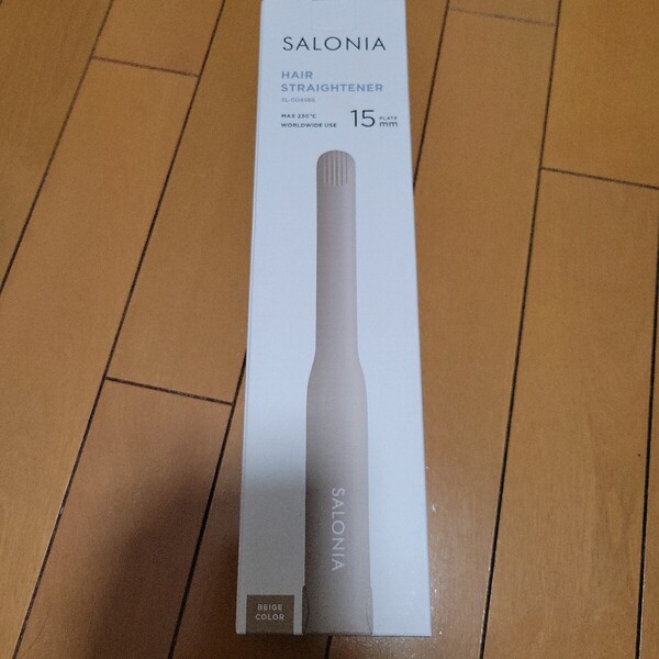 【新品】SALONIA サロニア ストレート ヘアアイロン 15mm 【ベージュ】 耐熱ポーチ付 SL-004SBE