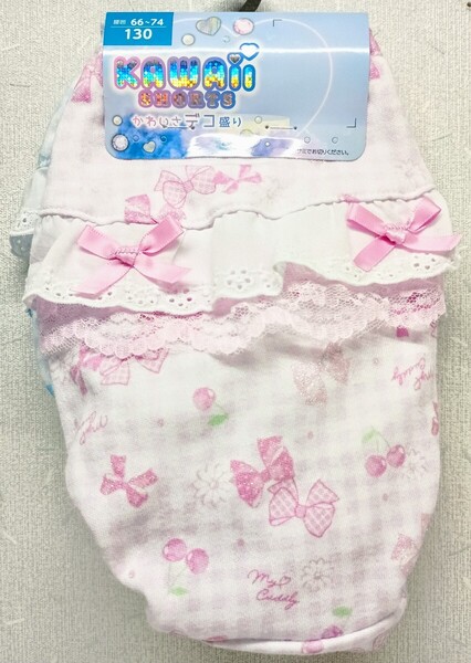 ■新品未使用品 とても可愛い女児ショーツ 130cm 2枚組■レース大きいサイズパンツ120140ティーンパンティージュニア女性下着女の子女子120