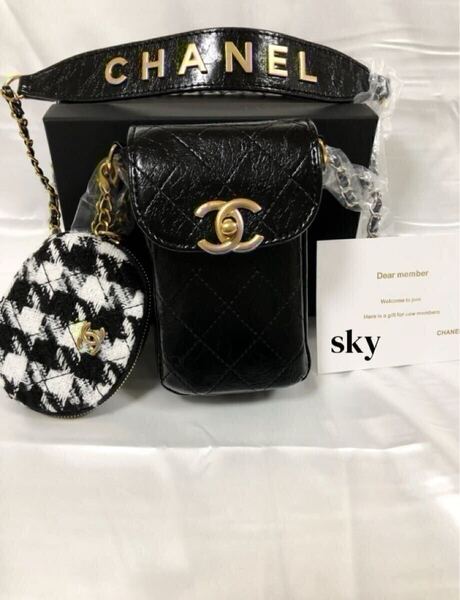 新品 CHANEL シャネル ノベルティ ショルダーバッグ スマホポーチ ミニバッグ コインケース スマホショルダー ブラック