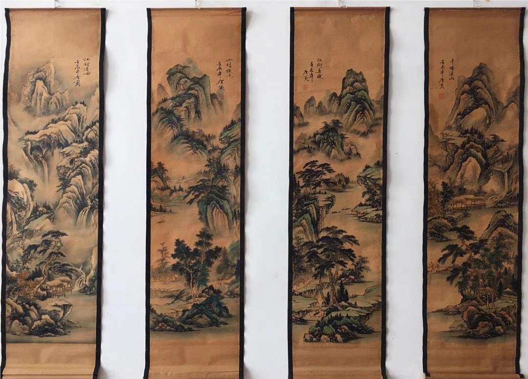 美品 掛け軸 斉藤栄昌作 旭日松竹梅鶴亀図 共箱 美術年鑑掲載 縁起物