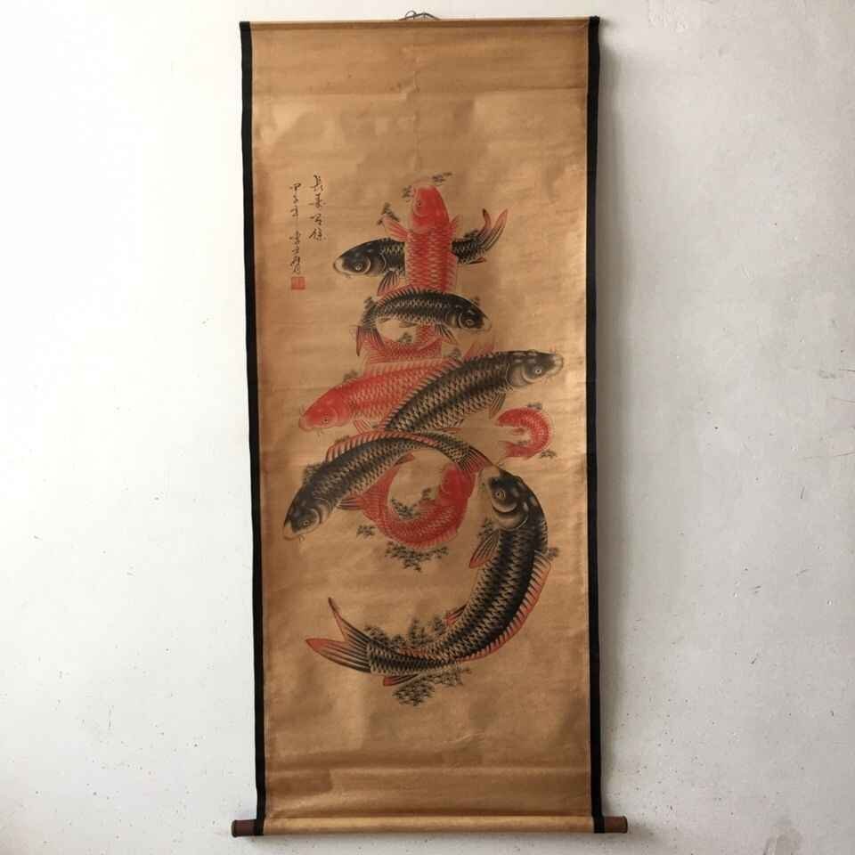美品 掛け軸 宇野素方作 兜図 共箱 縁起物 端午の節句（端午の