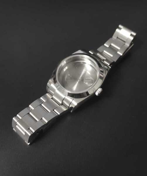 腕時計 36mm ケース ブレスレット プレーンベゼル デイトレンズ【対応ムーブメント】SEIKO 7S26/7S36/NH35/NH36/4R36 セイコー