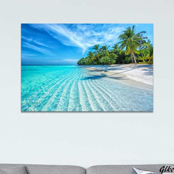 【爽快な海景色 木枠付きアートパネル】 インテリアアート 40x60cm 海の絵画 開運インテリア 木枠付き完成品 オフィス装飾