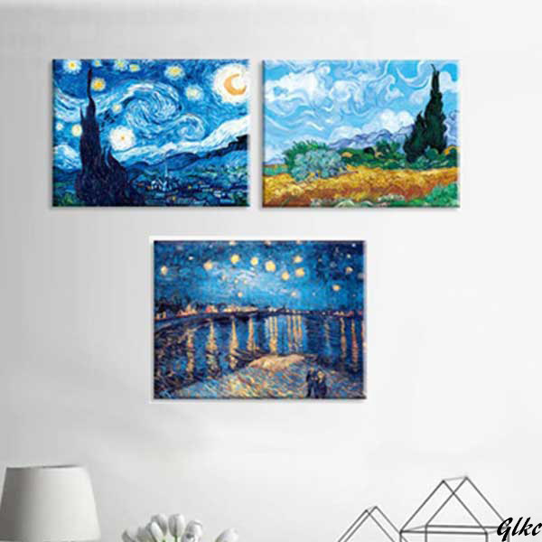 【星空の名画3連キャンバスアートセット】 パネルアートセット 30×40cm 星空の絵 名画アート 壁掛け インテリア プレゼント