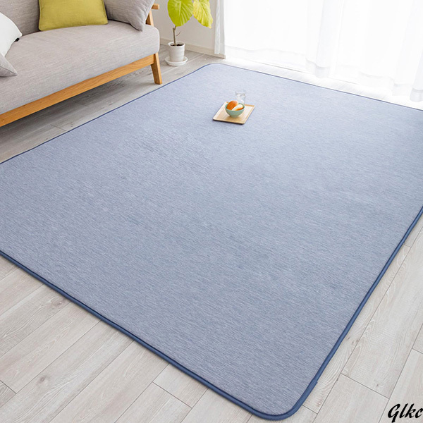 【厚手で快適!接触冷感ひんやりラグマット3畳用】 接触冷感ラグ 190×240cm 防ダニ 遮音 滑り止め 遮音 夏用 ネイビー