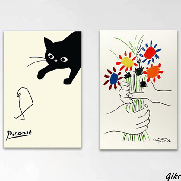【リビングやオフィス、キッチンや教室まで幅広く使える】 アートパネル 猫の絵 北欧 壁掛け キャンバスアート 玄関 ギフト ピカソ 02