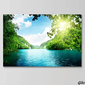 【カフェ、ホテル、オフィスなどにも映える洗練されたデザイン】 風水 絵画 山 太陽 壁掛けアート 自然 風景 インテリア 森林 装飾画 03