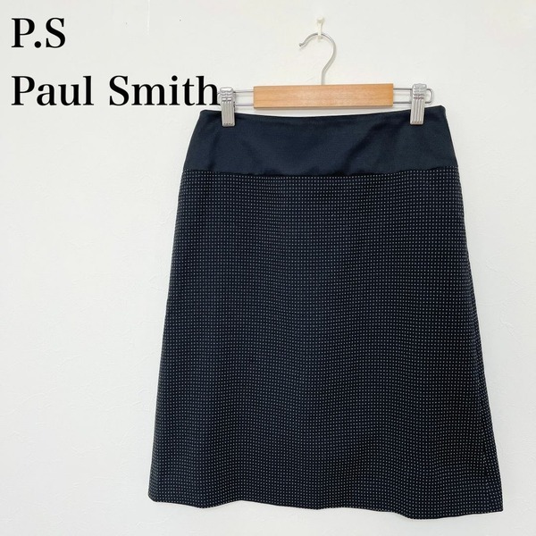 ◇ P.S Paul Smith ピーエスポールスミス スカート 台形 膝丈 サイズ 38 M 日本製 黒 ブラック 綿 コットン レディース