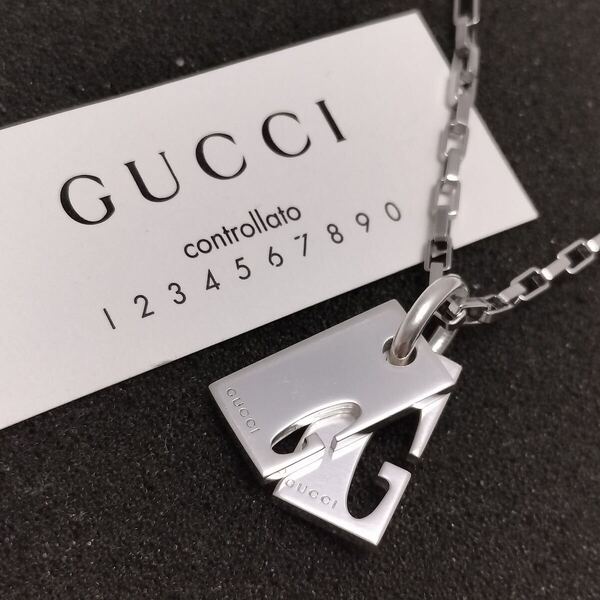 GUCCI グッチ ネックレス トップ ダブルプレート G ロゴ GG シルバー925