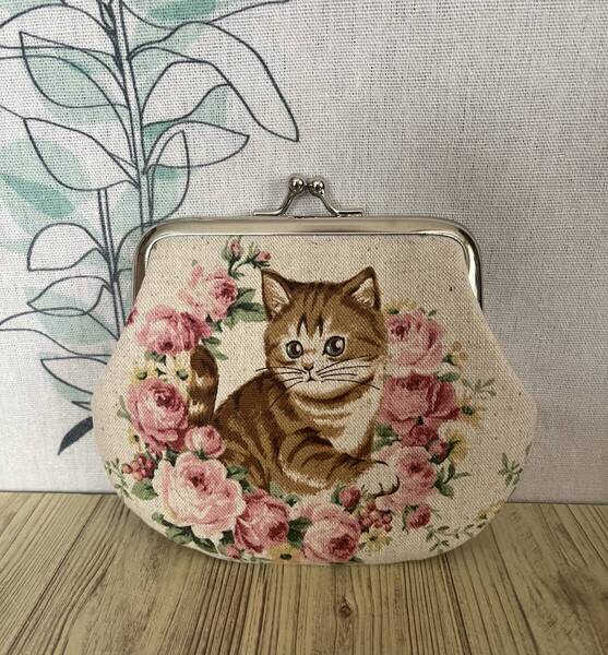 がま口 ポーチ / 財布 / 小物入れ / ハンドメイド☆猫&花・12
