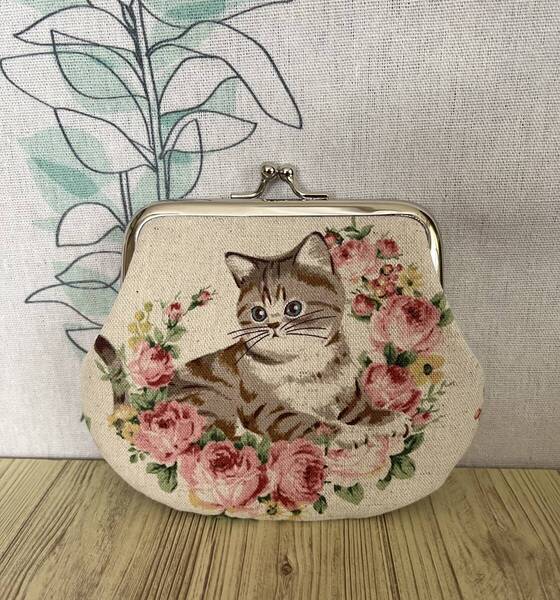 がま口 ポーチ / 財布 / 小物入れ / ハンドメイド☆猫&花・9