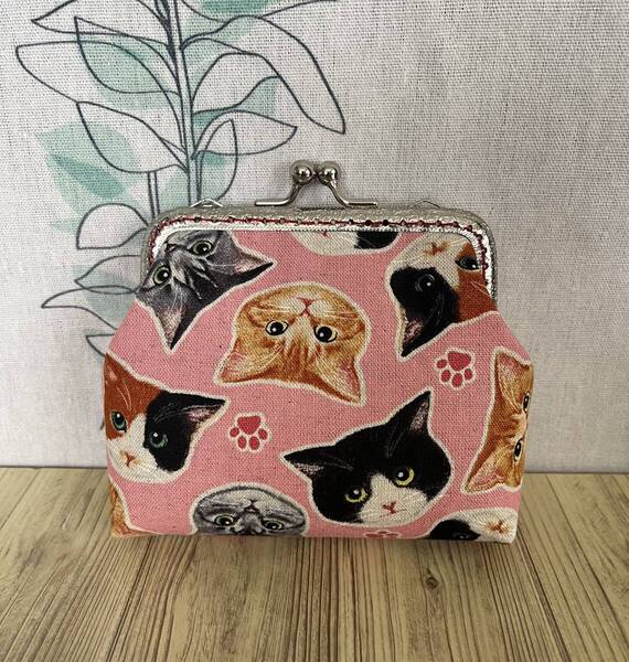 がま口 ポーチ / 財布 / 小物入れ / ハンドメイド ☆ 猫フェイス・31