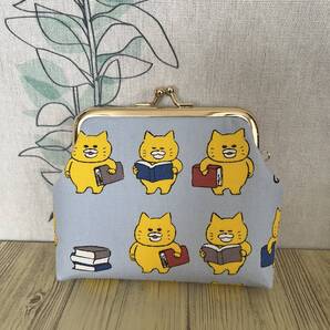 がま口 / ポーチ / 財布 / 小物入れ / ハンドメイド☆ノラネコぐんだん・ブルーグレー81