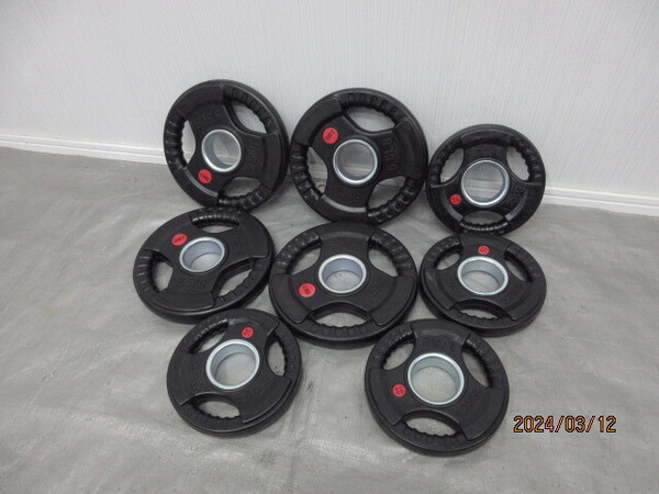 ★全国送料無料★新品★オリンピックプレート 1.25kg 4枚 2.5kg 4枚 合計8枚 15kgセット 50mm バーベル プレート ラバープレート★
