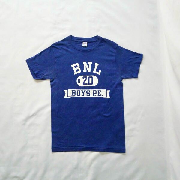 80s madeinUSA champion navy print Tshirt 80年代 アメリカ製 ネイビー 3段 プリントTシャツ アメカジ ビンテージ vintage 古着
