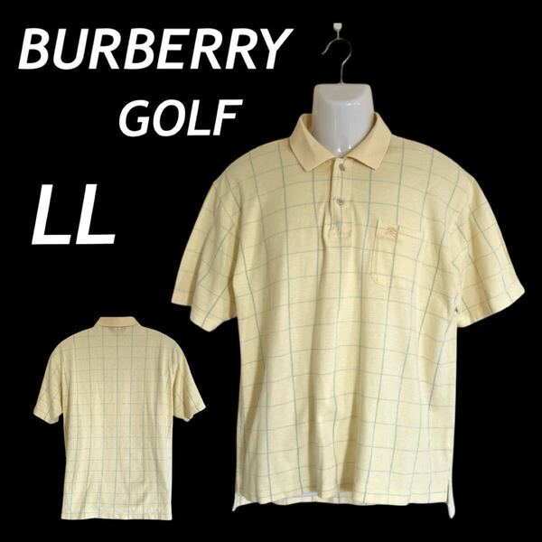 BURBERRY GOLF バーバリーゴルフ メンズ ゴルフウェア LL 半袖ポロシャツ 刺繍ロゴ BFV11-812 三陽商会 日本製 チェック イエロー (F02)★