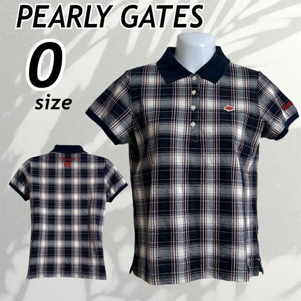 PEARLY GATES パーリーゲイツ レディース ゴルフウェア 0 半袖ポロシャツ 055-6260710 チェック柄 ネイビー系 ()F041)★